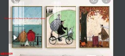 File tranh File gốc in bộ tranh decor treo tráng gương canvas GB22459 (bản gốc) treo quán cafe