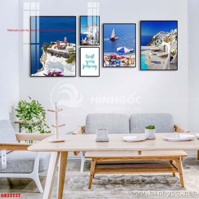 File tranh File gốc in bộ tranh decor treo tráng gương canvas GB22532 (gốc) chủ đề thành phố