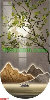 File tranh File gốc in bộ tranh decor treo tráng gương canvas GB24077 (bản gốc) in lụa 3D