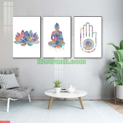 Download file gốc File gốc in bộ tranh decor treo tráng gương canvas GB24384 (in lụa) cao cấp
