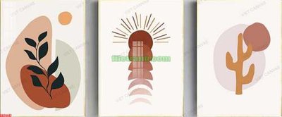 File tranh File gốc in bộ tranh decor treo tráng gương canvas GB24447 (gốc) in film