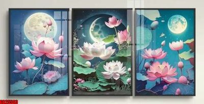 File gốc File gốc in bộ tranh decor treo tráng gương canvas GB25563 (in lụa) tranh thuận buồm