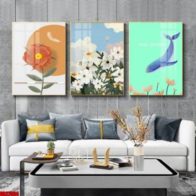 Ảnh gốc File gốc in bộ 3 tranh treo tường hiện đại GB27034 (độ nét cao) in mica