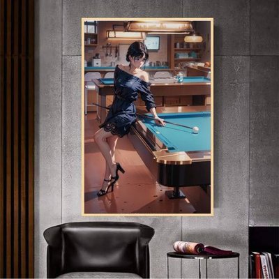 File gốc File tranh décor treo quán bida bi a BILLARD GX134 (in lụa) họa tiết 3D