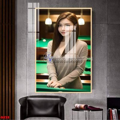 File ảnh File tranh gái xinh đánh bida bi-a BILLARD GX25 (gốc) cho trang trí nội thất