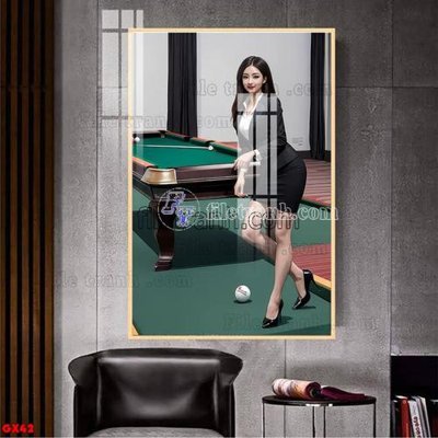 File gốc File tranh gái xinh đánh bida bi-a BILLARD GX42 (trang trí) cho phòng khách