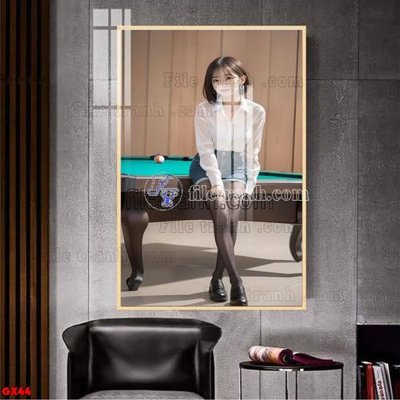 Tải file File tranh gái xinh đánh bida bi-a BILLARD GX44 (PSD) cho in tranh kính