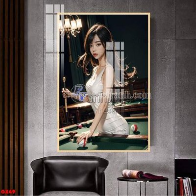 File gốc File tranh gái xinh đánh bida bi-a BILLARD GX49 (trang trí) phòng ngủ