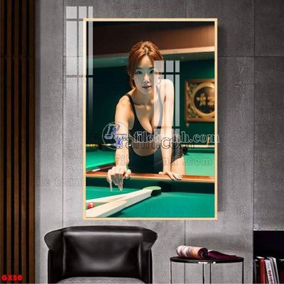 File ảnh File tranh gái xinh đánh bida bi-a BILLARD GX50 (gốc) trang trí khách sạn