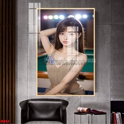 Hình ảnh gốc File tranh gái xinh đánh bida bi-a BILLARD GX51 (để in khổ lớn)