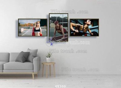 File gốc File tranh treo phòng gym GYM300 (in lụa) hoa văn cổ điển