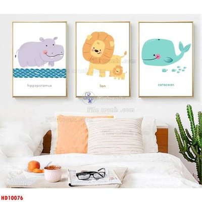 File gốc File tranh bộ hiện đại HD10076 (in lụa) họa tiết 3D