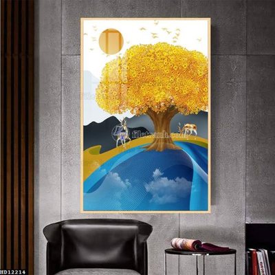 File in trần File tranh hiện đại pha lê gương HD12214 (file gốc) hoa văn 3D