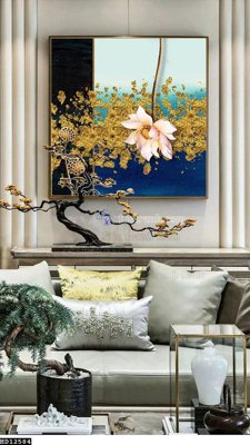 File tranh gốc in trần nhà File tranh hiện đại pha lê gương HD12584 3D