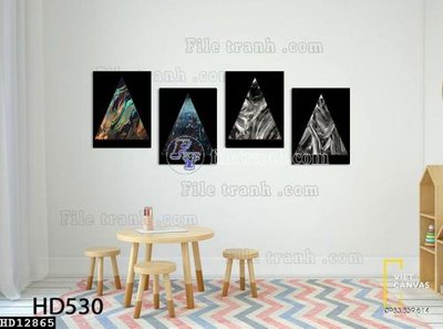 File gốc File tranh hiện đại pha lê gương HD12865 (in mica) trang trí