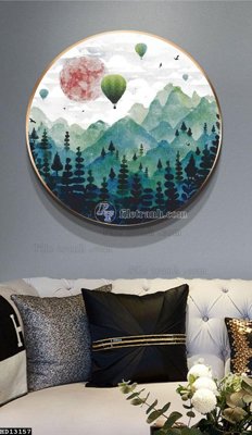 File gốc File tranh hiện đại pha lê gương HD13157 (in lụa) tranh mã đáo