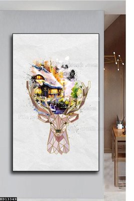 File gốc File tranh hiện đại pha lê gương HD13349 (in lụa) hoa văn cổ điển