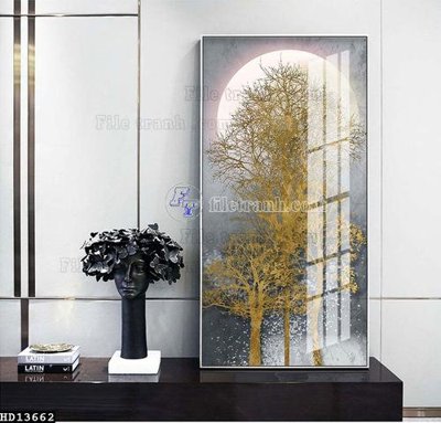 Hình ảnh file gốc in lụa File tranh hiện đại pha lê gương HD13662