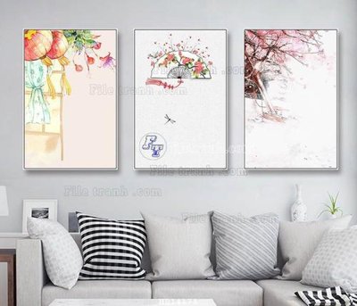 File tranh gốc in trần nhà File bộ tranh treo hiện đại HD14171 3D