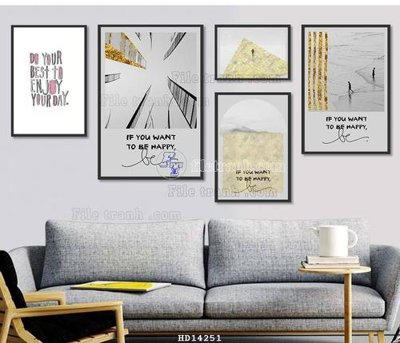 Tải file File bộ tranh treo hiện đại HD14251 (gốc) chủ đề hoa sen