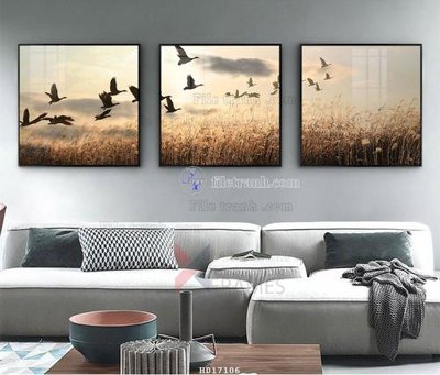 File tranh File tranh treo hiện đại HD17106 (bản gốc) in lụa dán tường