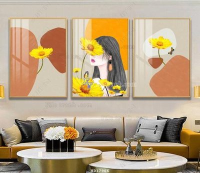 File gốc File tranh treo hiện đại HD17966 (in lụa) hoa văn cổ điển