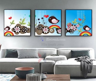 Ảnh gốc File tranh treo hiện đại HD18049 (nét căng) in mica