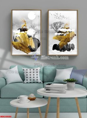 File ảnh File tranh bộ hiện đại HD20080 (gốc) in PP, decal