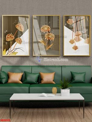 File gốc File tranh bộ hiện đại HD20329 (in lụa) hoa văn cổ điển