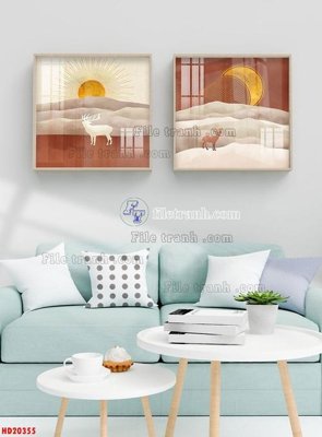 File gốc File tranh bộ hiện đại HD20355 (in ấn) màu sắc trung thực