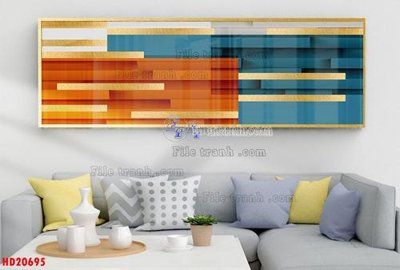 File gốc File tranh bộ hiện đại HD20695 (in lụa) hoa văn cổ điển