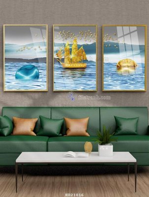 File gốc File tranh hiện đại pha lê gương HD21016 (in lụa) tranh thuận buồm