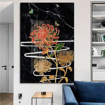 Tải file File tranh hiện đại pha lê gương HD22131 (gốc) chủ đề hoa sen