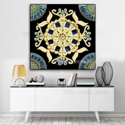 File in lụa File tranh hiện đại pha lê gương HD22141 (hoa văn) File tranh hiện đại pha lê gương HD22141