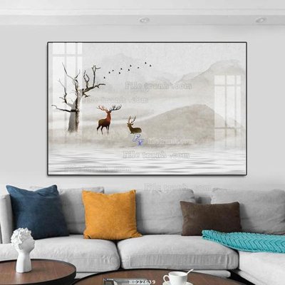 File in ấn File tranh hiện đại pha lê gương HD22639 chuyên nghiệp