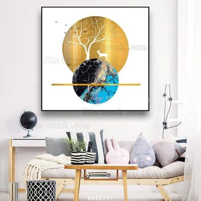 File gốc File tranh hiện đại pha lê gương HD22737 (in tráng gương) ốp tường