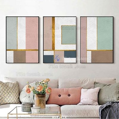 File gốc File bộ tranh treo hiện đại HD23416 (in tráng gương) nghệ thuật