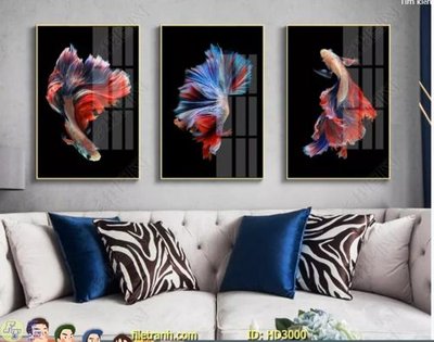 File gốc File bộ 3 cá hiện đại HD3000 (in mica) làm quà tặng