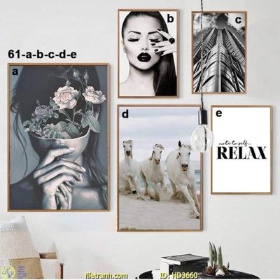 File gốc File tranh treo hiện đại HD3660 (in lụa) hoa văn cổ điển