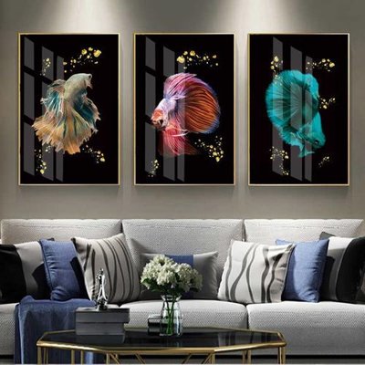 File gốc in mica Tranh bộ 3 cá HD4006 chất lượng