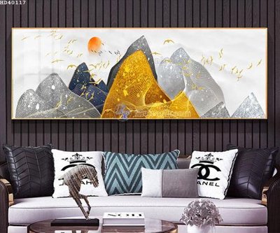 File tranh in trần 3D File bộ tranh treo hiện đại HD40117 (ảnh gốc)