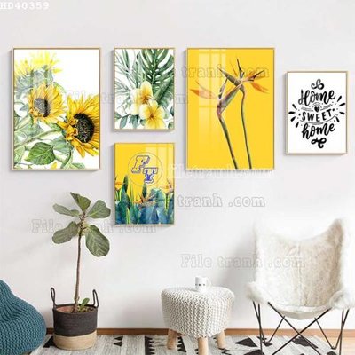 Tải file File bộ tranh treo hiện đại HD40359 (gốc) chủ đề hoa sen