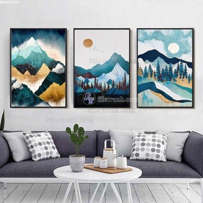 File gốc File bộ tranh treo hiện đại HD40439 (in lụa) trang trí tường