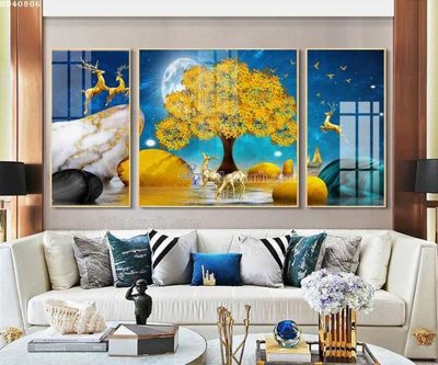 File gốc File bộ tranh treo hiện đại HD40806 (in tráng gương) sang trọng