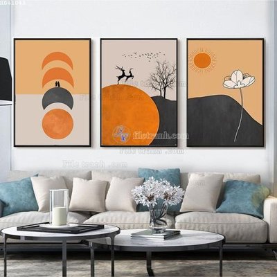 File tranh File bộ tranh treo hiện đại HD41042 (bản gốc) in lụa 5D