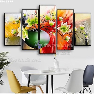 File tranh File bộ tranh treo hiện đại HD41136 (gốc) in vải canvas
