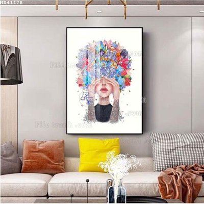 File in trần File bộ tranh treo hiện đại HD41178 (bản gốc) hoa văn