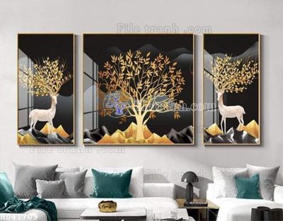 Download file gốc File bộ tranh treo hiện đại HD41709 (in lụa) hoa lá