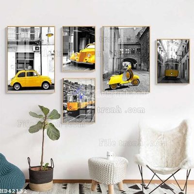 File in lụa File bộ tranh treo hiện đại HD42132 (chất lượng cao) File bộ tranh treo hiện đại HD42132