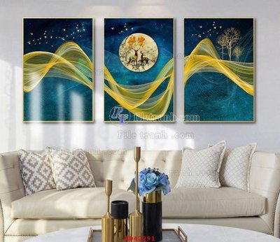 File tranh File tranh hiện đại treo tường HD42291 (bản gốc) in lụa dán tường